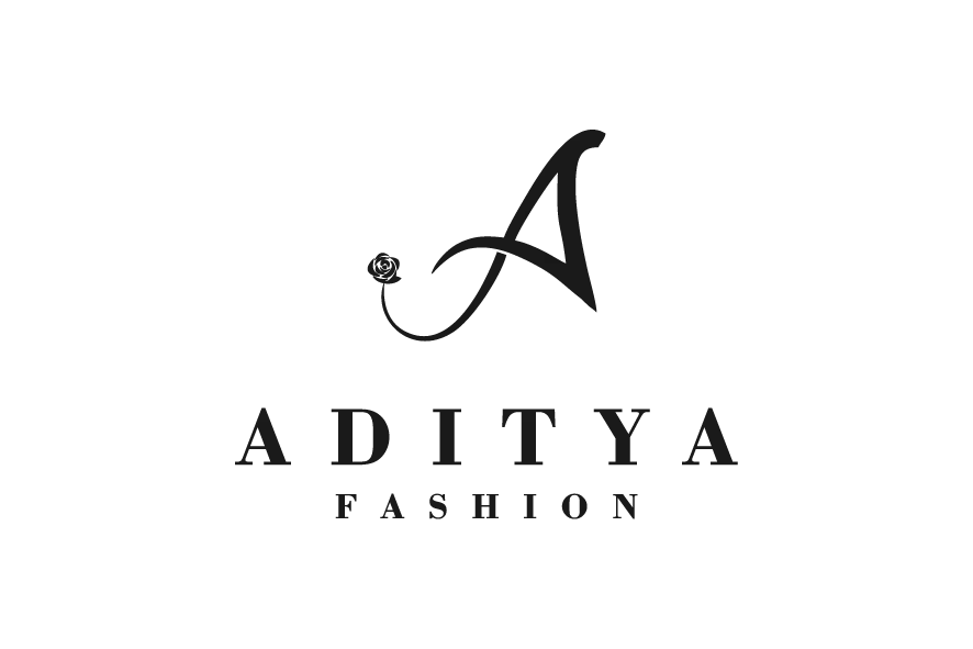 Aditya Fashion logo with black letter A and elegant text.