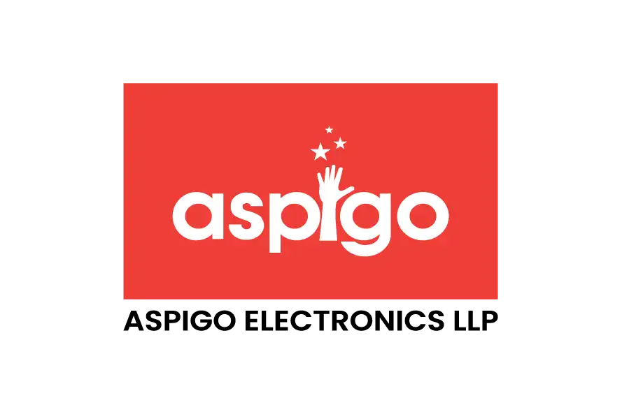 Aspigo logo — white lowercase wordmark inside a red rectangle with a hand-reaching icon.