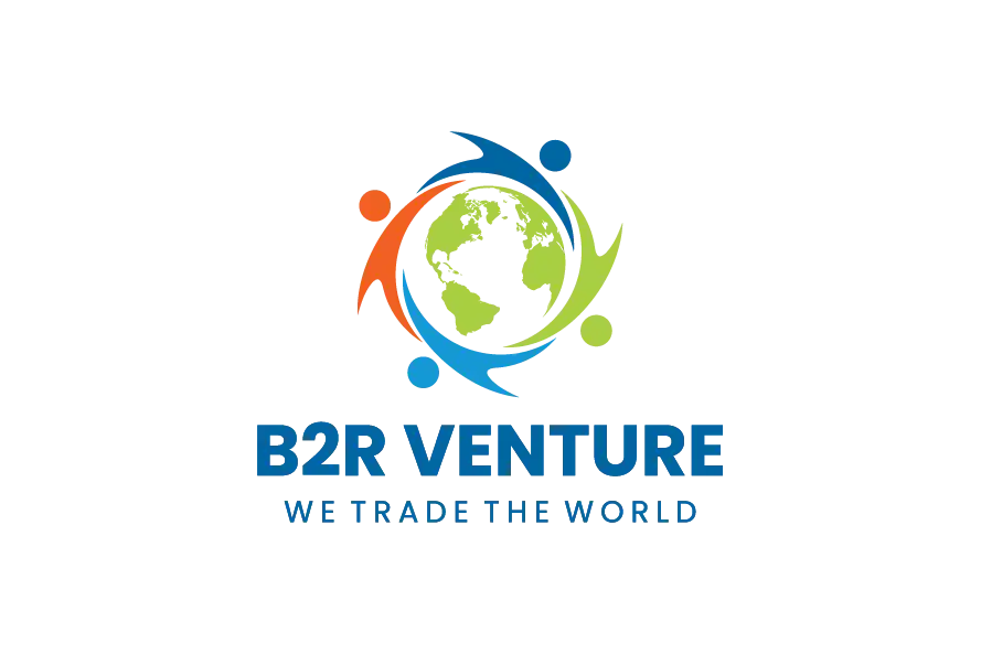 B2R Venture export logo with globe graphic and colorful human figures