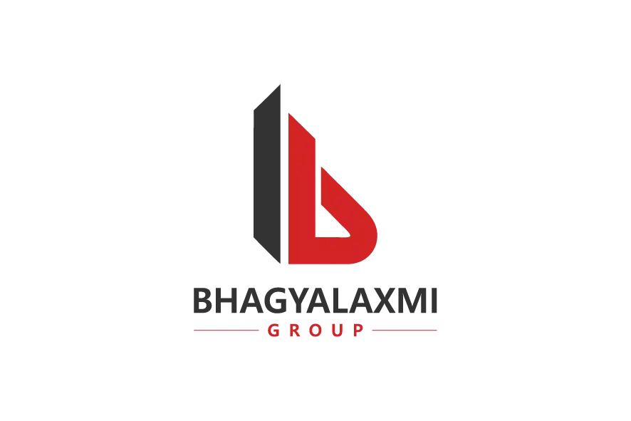 Bhagyalaxmi Group logo with black and red icon and bold text.