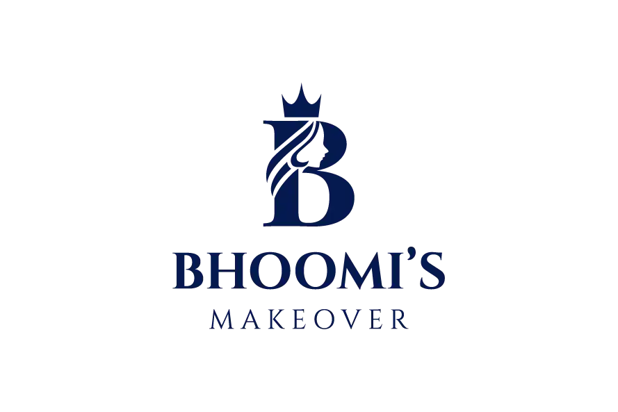 Bloom’s Makeover logo with dark blue monogram and elegant typography