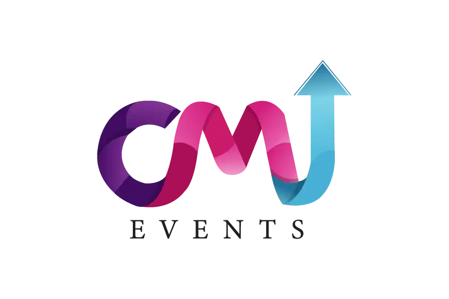 CM Event logo with colorful ribbon-style monogram and upward arrow design