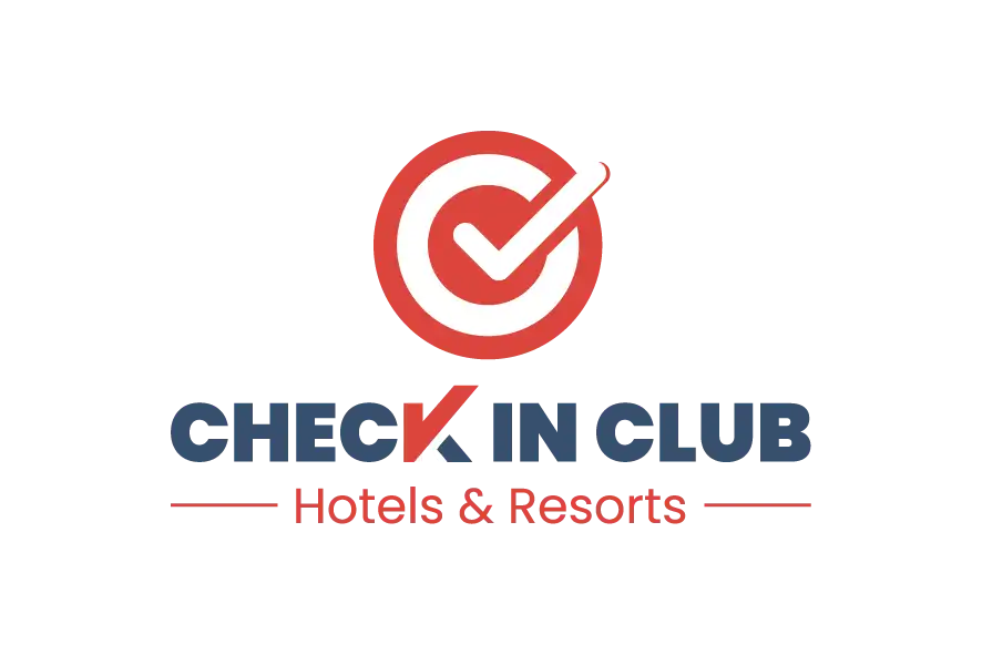 Check In Club Hotels & Resorts logo with red checkmark emblem and bold blue text