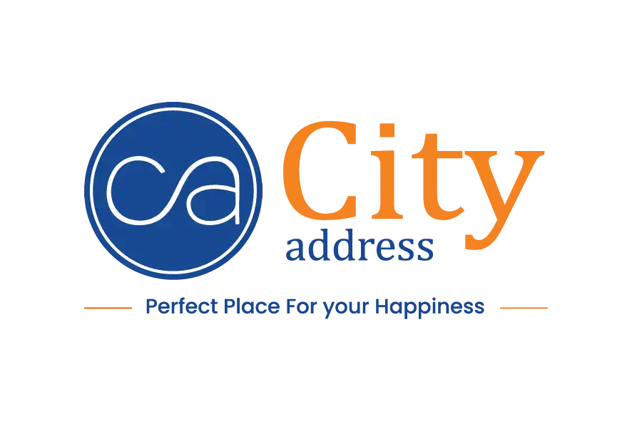 City Address real estate logo with circular CA monogram and orange-blue text