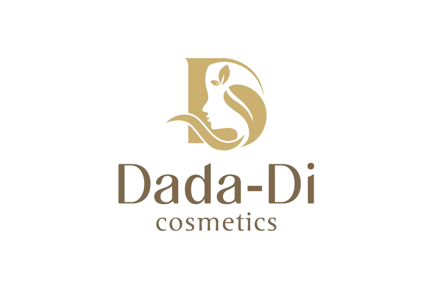 Dada-Di Cosmetics logo with elegant gold icon and soft brand typography