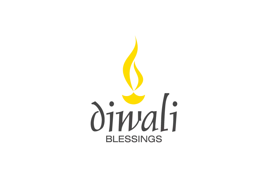 Diwali Blessings logo with diya flame symbol representing the festival of lights.