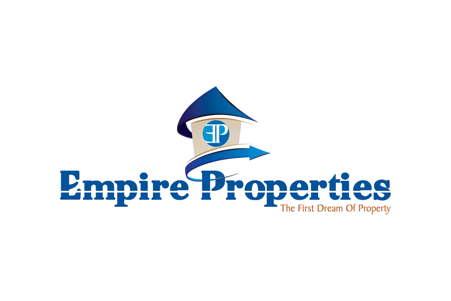 Empire Properties logo with blue house icon and orange tagline
