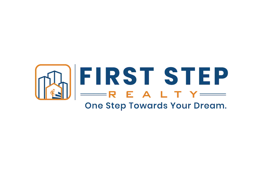 First Step Realty logo with city and home icon and blue-orange text