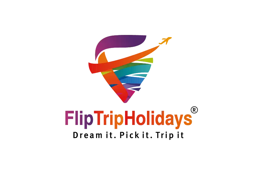 Flip Trip Holidays colorful logo with abstract F symbol and orange text