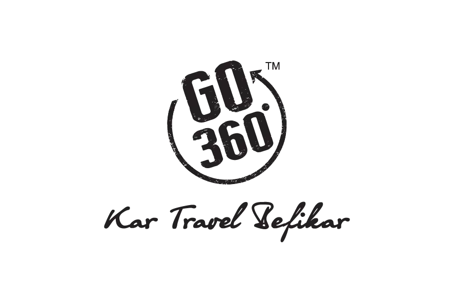 GO 360 Kar Travel befikar travel logo in black circular design
