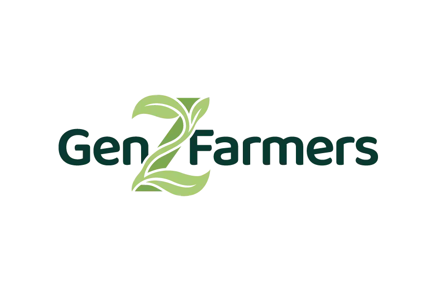 GenZ Farmers logo with leaf-shaped number 2 and green agriculture branding