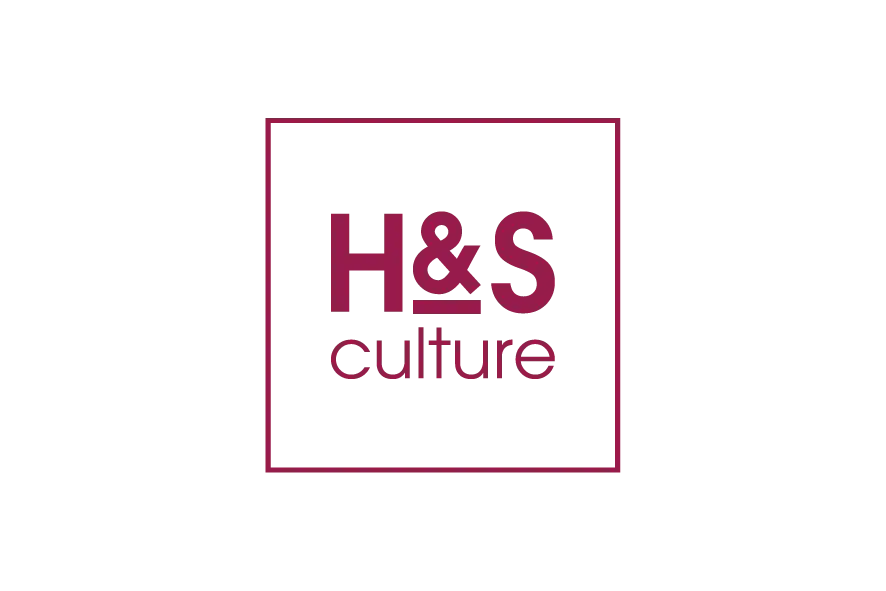 H&S Culture logo in maroon inside a square frame.