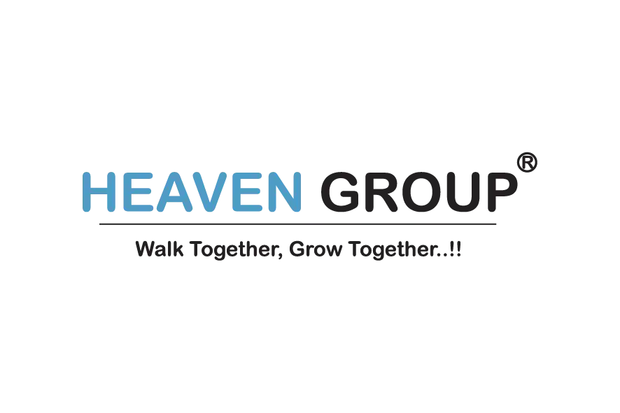 Heaven Group real estate logo in blue and black typography