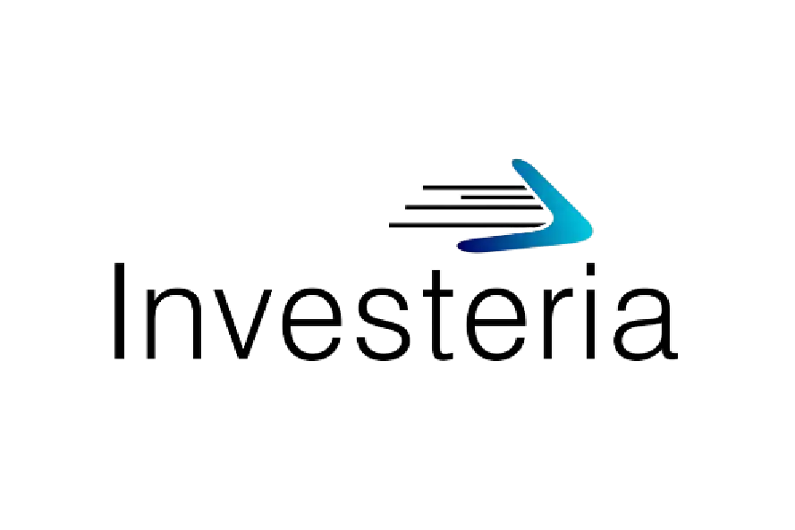 Word “Investena” in lowercase-style bold type with a dynamic arrow/wing icon above/right.