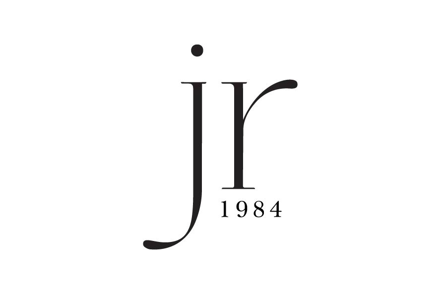 JR Event logo with minimal black monogram style
