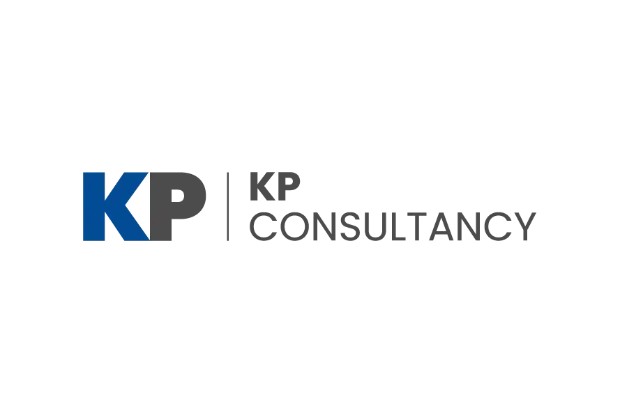 KP Consultant logo with bold KP monogram and clean professional typography.