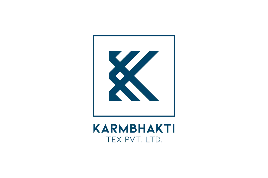 Karmbhakti Tex Pvt. Ltd. logo with blue K monogram inside a square frame.