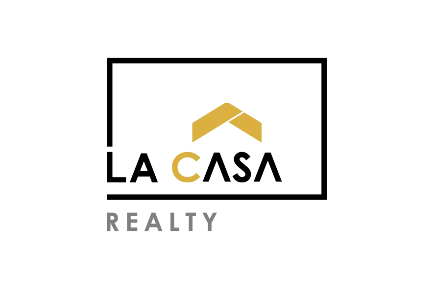 La Casa Realty logo with rectangular frame and yellow roof accent