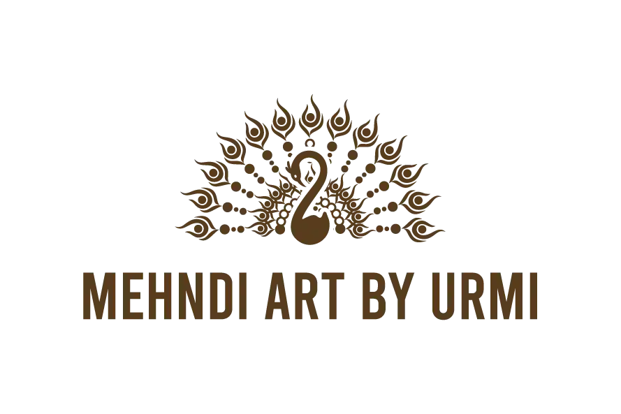 Mehndi Art by Urmi logo with peacock-inspired design and earthy brown typography