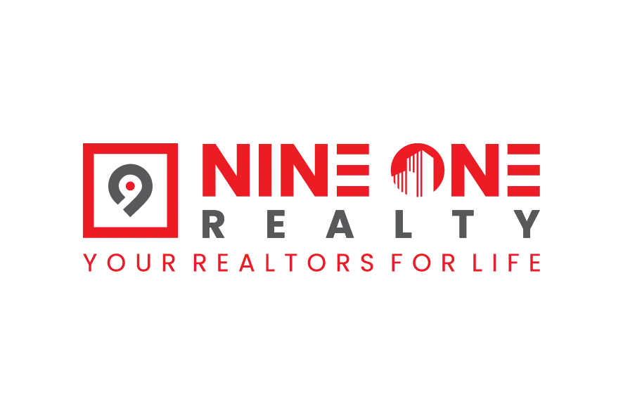 Nine One Realty logo with red and grey typography and tagline Your Realtors For Life