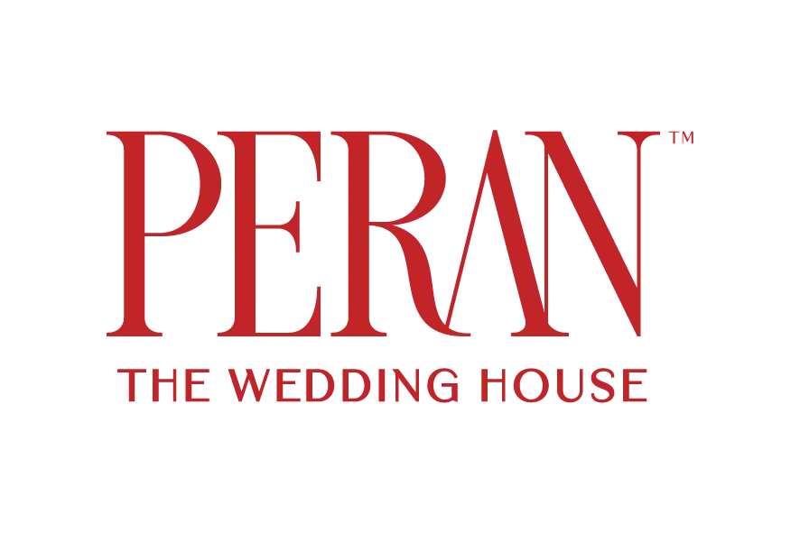 Peran The Wedding House logo in red serif typography.