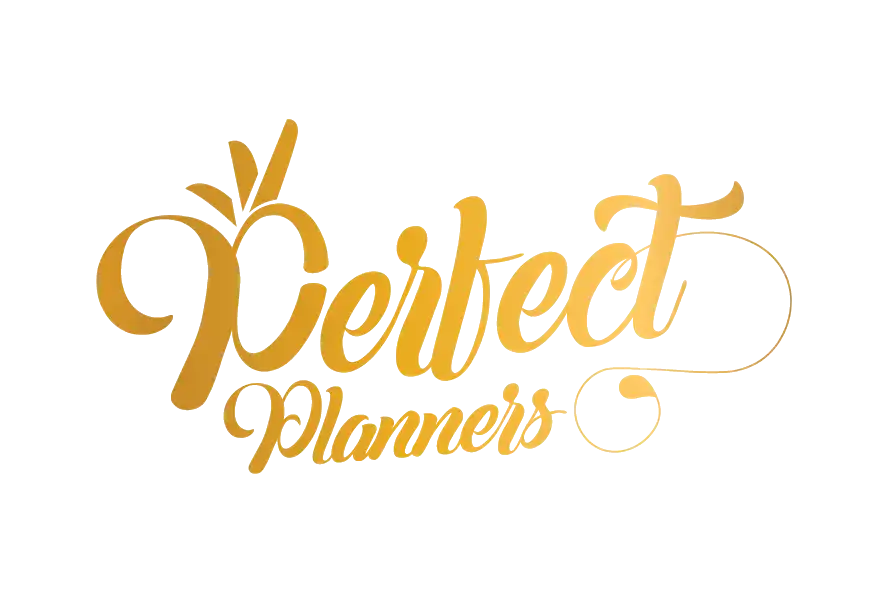 Perfect Planners logo with elegant golden script typography