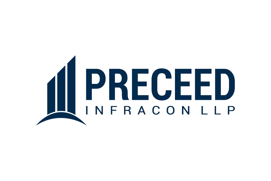 Preceed Infracon LLP logo with blue building-style icon and navy text.