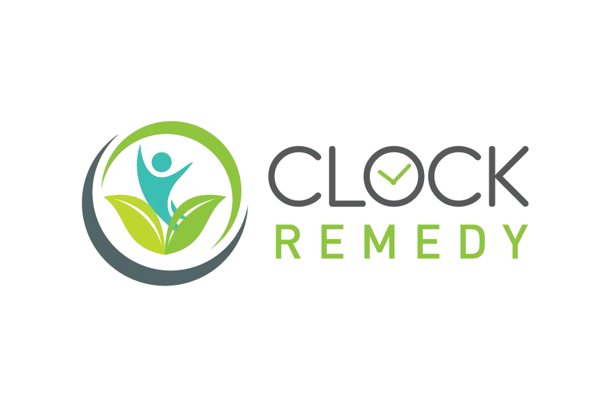 Quick Remedy healthcare logo with leaf and human figure symbol
