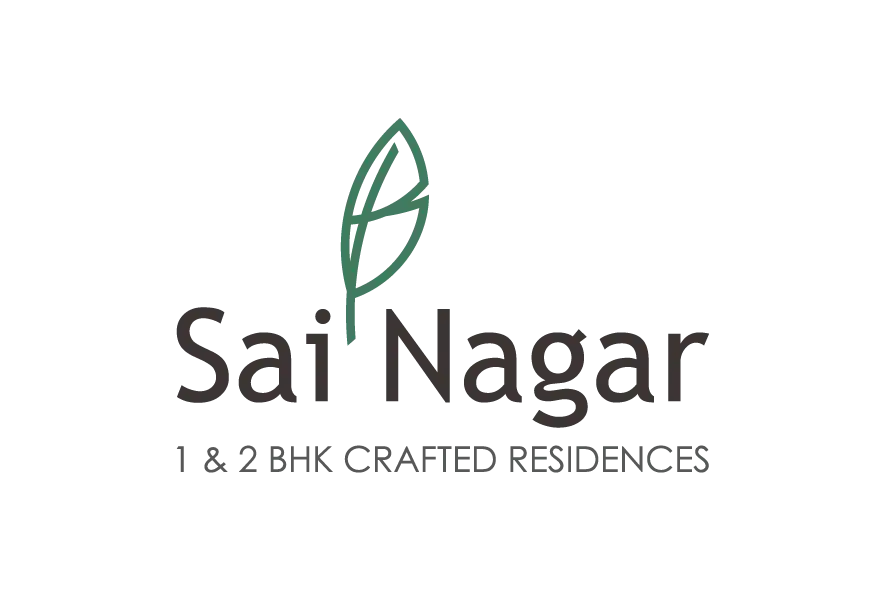 Sai Nagar logo with leaf symbol representing eco-friendly residential community.