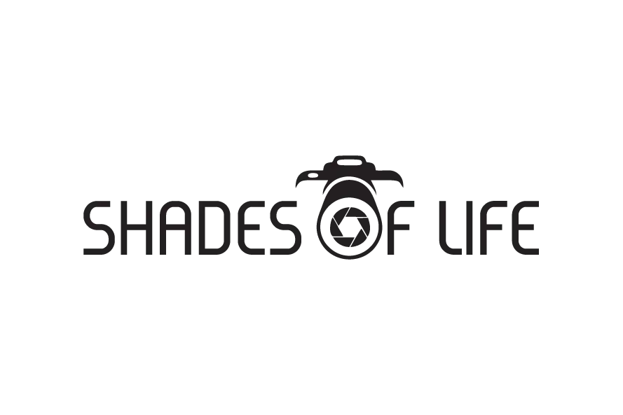 Shades of Life photography logo with stylized typography and camera lens detail