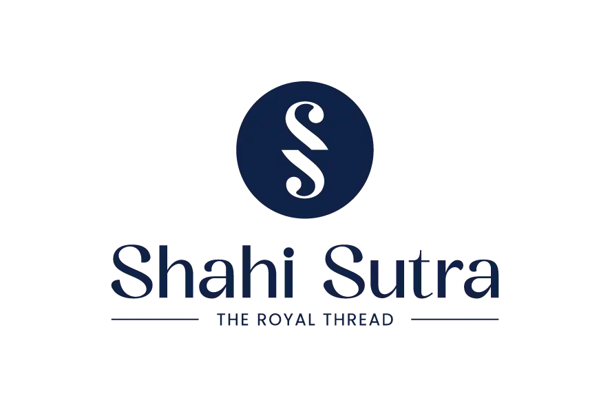 Shahi Sutra logo with blue circular icon and blue text.