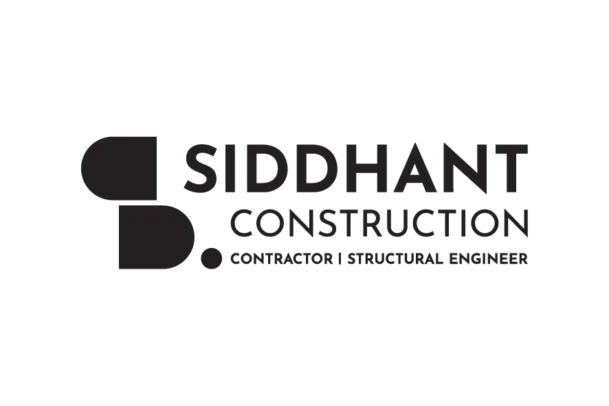 Siddhant Construction logo in black with a bold icon.