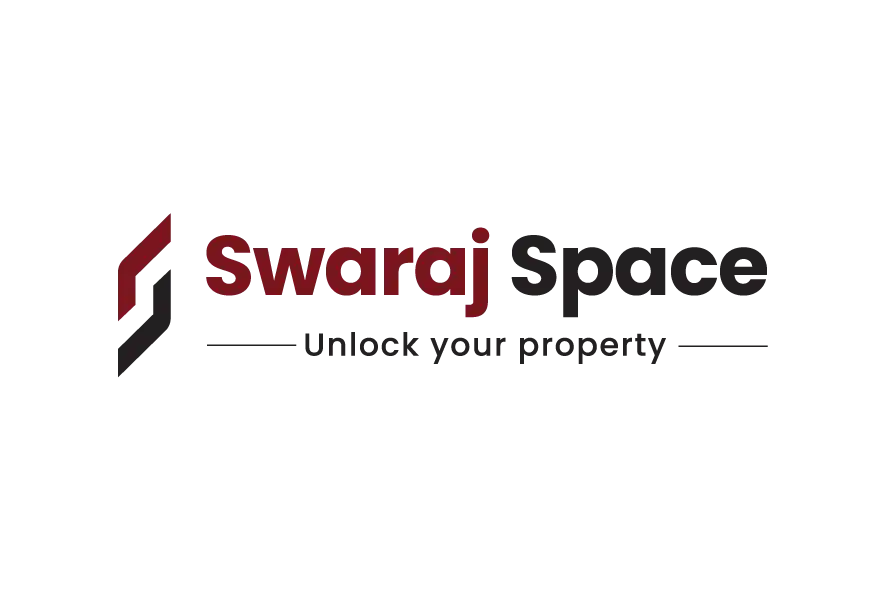Swaraj Space real estate logo with red and black wordmark