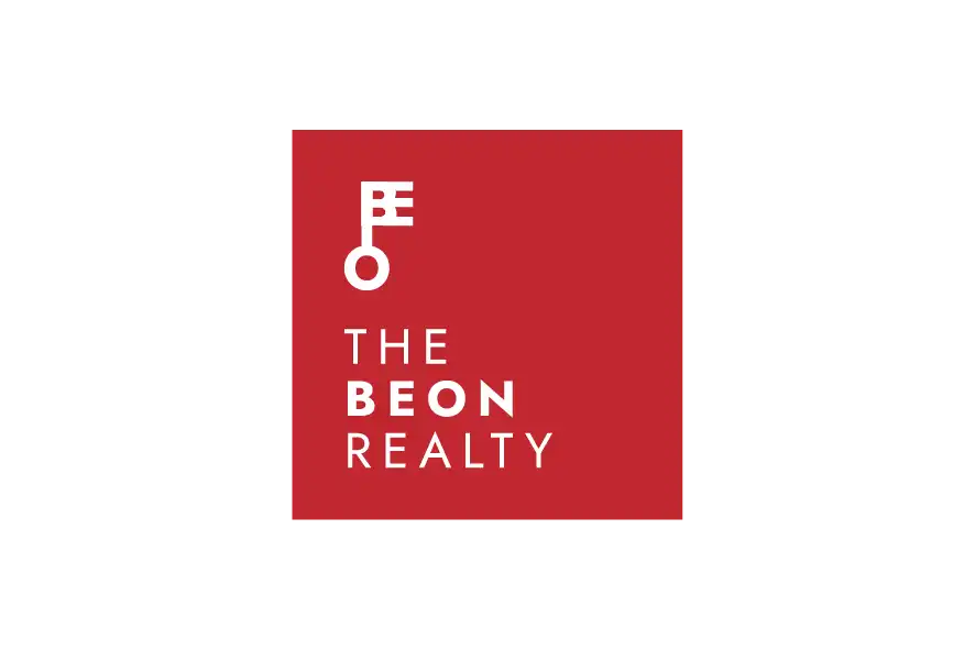 The Beon Realty logo in white text on a red square background