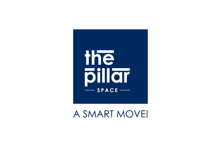 The Pillar Space logo on dark blue square background with white text