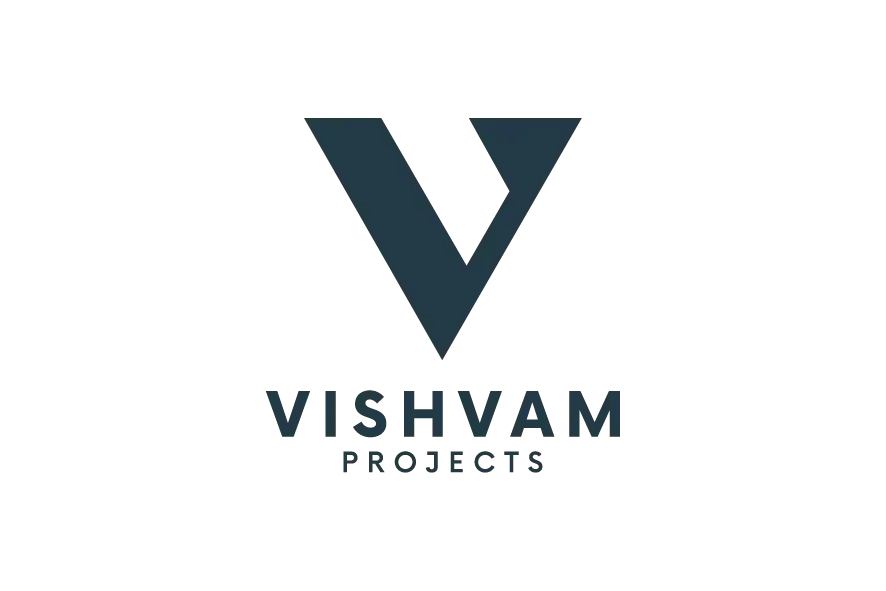 Vishvan logo with large blue V and smaller brand text below