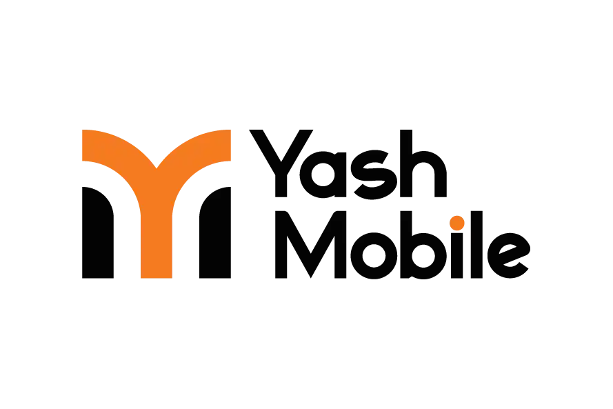 Yash Mobile logo with orange and black monogram icon and mobile brand typography
